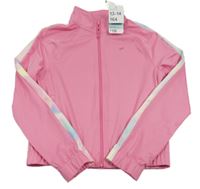 Nové - Růžovo-bílá sportovní propínací crop mikina s pruhy Primark 