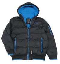 Černá šusťáková prošívaná zimní bunda s kapucí Spindle