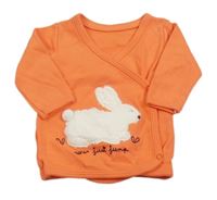 Oranžová zavinovaní mikina so zajačikom