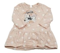 Svetloružové bodkované šaty s Minnie a Daisy George