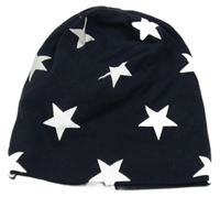 Tmavomodrá bavlněná čepice s hvězdičkami 