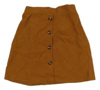 Medová rebrovaná sukňa s gombíkmi Shein