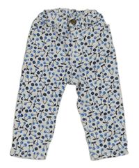 Bílé rifle s kytičkami a třešničkami H&M