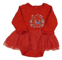 Červené body s myškami a tylovou sukní M&S