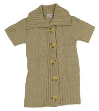 Béžová melírovaná svetrová prepínaci svetrová tunika s golierom Yigga