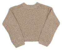 Svetloružový trblietavý crop sveter Dunnes