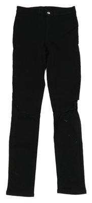 Černé rifle s dírami na kolenou H&M