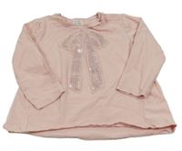 Svetloružová tunika s mašlí z flitrů Zara