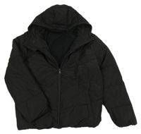 Černá šusťáková prošívaná zimní bunda s kapucí Dunnes