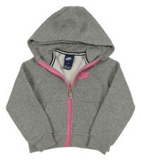 Šedá melírovaná propínací mikina s logem a kapucí Nike 