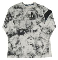 Šedo-bílé batikované triko s nápisem C&A vel. 16 let