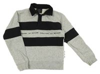 Sivo-čierna pruhovaná mikina s golierikom Scotch&Soda
