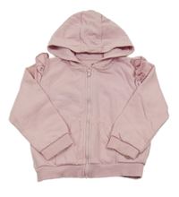 Svetloružová prepínaci mikina s volánikmi a kapucňou M&S