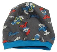 Šedo-modrá čepice se Šmouly 