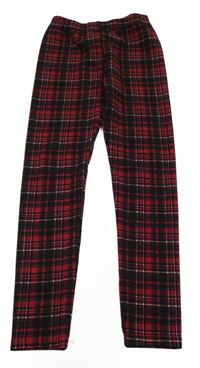 Červeno-čierne kockované legíny Shein