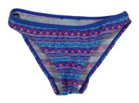 Modro-neónově ružové vzorované plavkové nohavičky