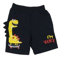 Tmavomodré teplákové kraťasy s dinosaurom