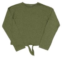 Olivové crop tričko so zavazováním Nutmet