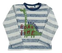 Modro-bílé pruhované triko s dinosaurem Cool Club