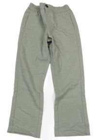 Olivové lněné kalhoty Next