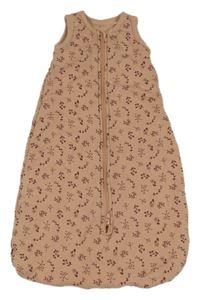 Starorůžový bavlněný zateplený spací pytel s kytičkami Lupilu