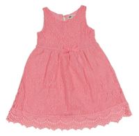 Neonově růžové krajkové šaty s madeirou H&M