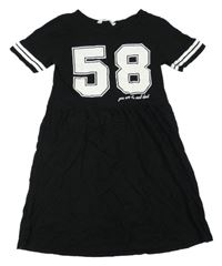 Čierne bavlnené šaty s číslom H&M