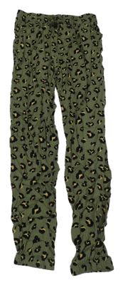 Kaki-čierno-béžové vzorované ľahké nohavice H&M