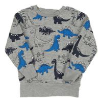 Šedá melírovaná mikina s dinosaury C&A