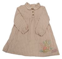 Světlerůžovo-růžové kostkované bavlněné šaty Peter Rabbit s golierikom