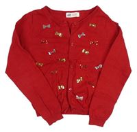 Červený prepínaci sveter s mašličkami z flitrů H&M