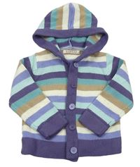 Pruhovano-fialový pletený prepínaci sveter s kapucňou George