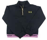 Čierna funkčná športová crop mikina s logy UNDER ARMOUR