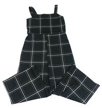 Čierno-biely kockovaný nohavicový culottes overal M&Co
