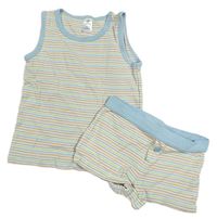 2Set - Pruhovano-světlemodrý nátělník + trenýrky Topomini