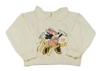 Smotanová crop mikina s Minnie a golierikom Disney