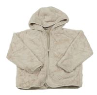 Smotanová kožušinová podšitá bunda s kapucňou little kids