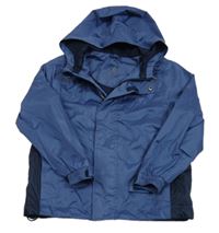Modro-tmavomodrá šušťáková funkčná jarná bunda s kapucňou zn. crivit
