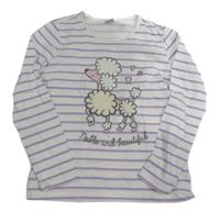 Bielo-levandulové pruhované tričko s pudlíkem LC WaIKIKI