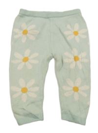 Mentolové pletené tepláky s kopretinami F&F