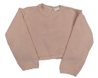 Světlepudrový vzorovaný crop sveter Next