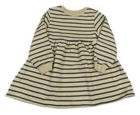 Béžovo-tmavomodré pruhované teplákové šaty F&F