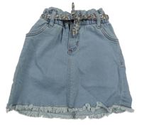 Svetlomodrá paper bag rifľová sukňa s opaskom STORYTELLING