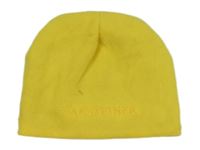 Žlutá fleecová zateplená oboustranná čepice s nápisem 