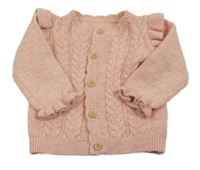 Svetloružový melírovaný prepínaci sveter so vzorom a volánikmi Matalan