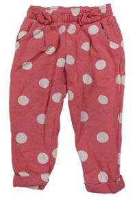 Ružovo-biele bodkovaná é tepláky s mašličkami F&F