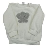 Biela plyšová mikina so sloníkem