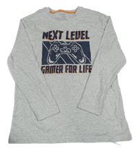 Světlešedé melírované triko s ovladačem a nápisy PRIMARK