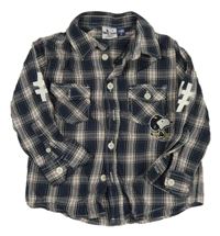 Tmavomodro-bílo-vínová kostkovaná košile se Snoopym PEANUTS