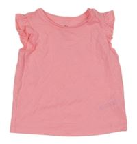 Neónově ružové melírované tričko s volánikmi F&F